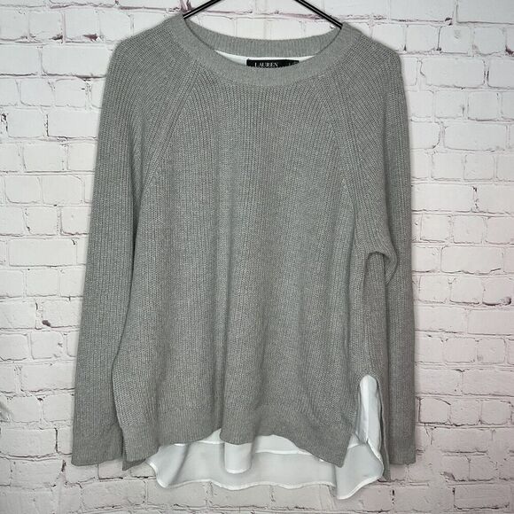Lauren Ralph Lauren Women’s Large Layered  Hem Long Sleeve Top Crew Neck Sweater - Picture 1 of 9